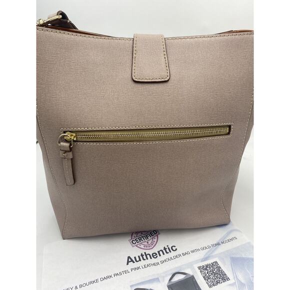 Dooney & Bourke Authenticated Ashby Saffiano Dk Pastel Pink Leather Shoulder Bag - Picture 8 of 9